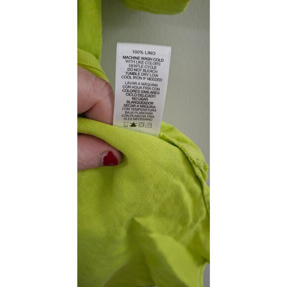 Ellen Tracy Women's Citron Green Linen Long Shirt Zip Up Med. - Picture 7 of 8